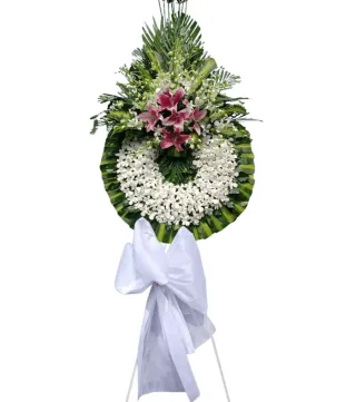 Vòng hoa viếng trắng hồng