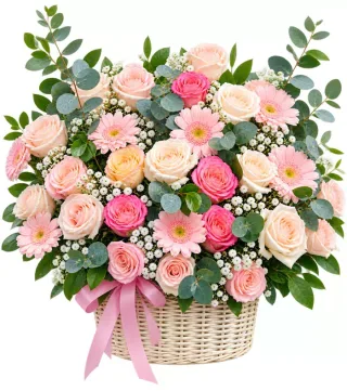 Giỏ hồng phấn đồng tiền