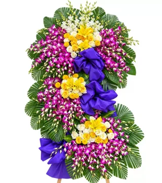 Kệ hoa viếng tím vàng