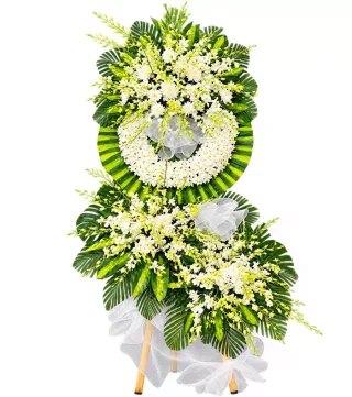 Kệ hoa viếng trắng xanh