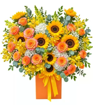 Hộp hướng dương hồng cam