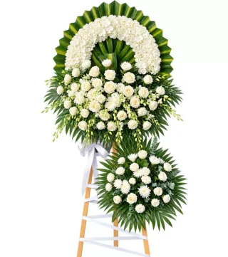Kệ hoa viếng trắng xanh