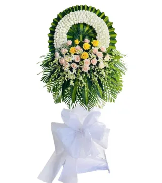 Vòng hoa viếng trắng xanh