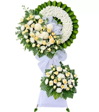 Kệ hoa viếng hồng trắng