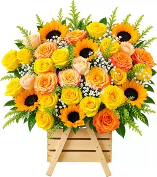 Giỏ hướng dương hồng vàng