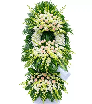 Kệ hoa viếng hồng phấn trắng