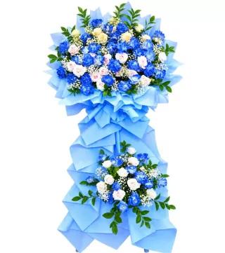 Kệ hoa xanh trắng hai tầng