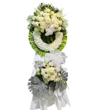 Kệ hoa viếng trắng kem