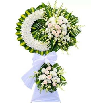 Kệ hoa viếng hồng phấn trắng