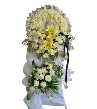 Kệ hoa viếng trắng kem