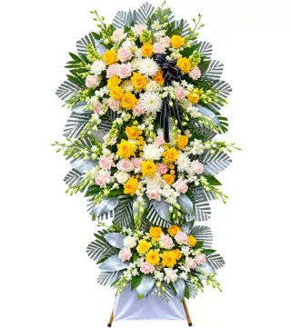 Kệ hoa viếng vàng hồng trắng