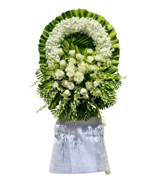 Kệ hoa viếng trắng xanh