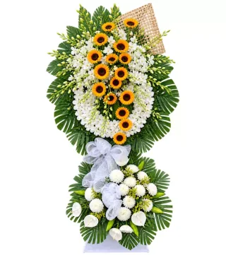 Kệ hoa viếng hướng dương trắng