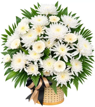 Giỏ hoa viếng cúc trắng