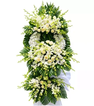 Kệ hoa viếng trắng xanh