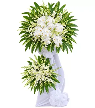 Kệ hoa viếng lan trắng