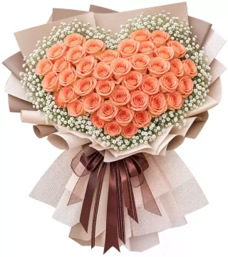 Bó hồng cam trái tim