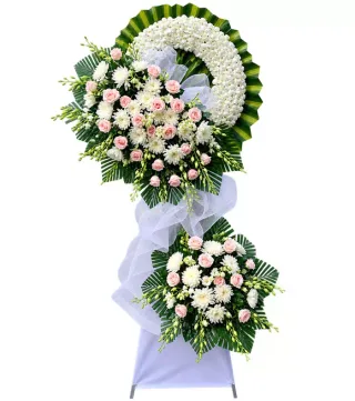 Kệ hoa viếng hồng phấn trắng